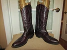 Jama Burgundy Leather Cowboy Western Boots Mens Size 9 Style GKM6413. Fixed Price $39.95.