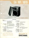 Sony Model SA-10F/10FB Speaker System Service Manual. Fixed Price $12.19.
