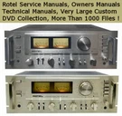 Rotel Service Manuals Owner &technical Schematics, Hifi Audio Computer Dvd !. Fixed Price $12.97.