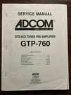 Adcom GTP-760 Tuner Pre-amplifier Preamp Service Manual Original Oem Vintage. Fixed Price $39.99.