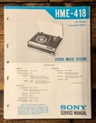 Sony HME-418 Stereo Service Manual *original*. Fixed Price $14.97.