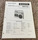 1981 Sanyo Model M8300 Portable Cassette Tape Recorder Service Manual, Page. Fixed Price $15.00.
