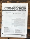 Yamaha CDX-930 CDX-1030 Player Service Manual *original*. Fixed Price $24.97.