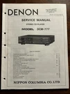 Denon Model DCM-777 Stereo Cd Player Service Manual Original Oem Genuine. Fixed Price $29.99.
