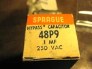 Vintage Sprague Hypass Capacitor 48P9 .1 Mf 250 Vac 20 Amps. Fixed Price $8.50.