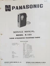 Panasonic R-132 1-BAND 8-TRANSISTOR Pocket Radio Service Manual. Fixed Price $15.00.