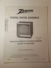 Zenith Service System Schematic Manual/remote Tuning Color Tv Receiver F9. Fixed Price $12.41.