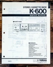 Yamaha K-600 Cassette Service Manual *original*. Fixed Price $24.97.