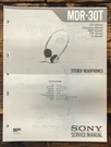 Sony MDR-30T Headphones Service Manual *original*. Fixed Price $19.97.