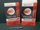 Philco 2N393 Germanium Pnp Transistors (2) Original Packaging Sample Hfe 111-266. Fixed Price $15.00.