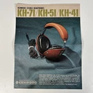 Vintage Original Kenwood KH-71/51/41 Stereo Headphones Specs Brochure Sales. Fixed Price $29.95.