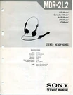 Sony Model MDR-2L2 Stereo Headphones Service Manual. Fixed Price $24.24.