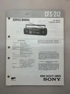 Sony CFS-212 Original Service Manual Free Shipping. Fixed Price $14.00.
