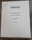 Proton RS-420/RS-421 Clock Radio Preliminary Oem. Fixed Price $11.95.
