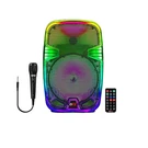 Qfx 8" Translucent Portable Party Speaker W/ Bluetooth & Rechargeable Battery. Fixed Price $39.99.