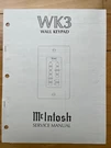 Mcintosh WK3 Wall Keypad Original Service Manual. Fixed Price $18.00.