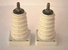 Pair Vintage E.f. Johnson #62 Ribbed Porcelain Insulator Stand Off 30'S-40'S. Fixed Price $49.99.