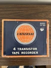 Vintage Universal 4-TRANSISTOR Tape Recorder TR-105 W/ Box, Mic & Earphones. Fixed Price $59.99.