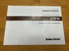 Radio Shack CTR-80 Cassette Tape Recorder Deck Owner's Manual Original Oem. Fixed Price $11.99.