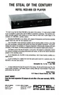 1991 Rotel RCD-855 Player Stereo Hi-fi Vintage Print Ad. Fixed Price $13.95.