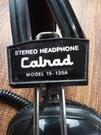 Vintage Calrad Over Ear Black Stereo Mono Headphones Dual Controls Model 15-135A. Fixed Price $25.00.