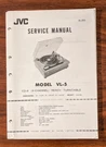 Jvc VL-5 Record Player / Turntable Service Manual *original* #2. Fixed Price $24.97.