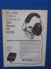 Koss ESP-7 Electrostatic Headphones Magazine Audio October 1969. Fixed Price $19.74.