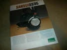 Vintage 1970'S Brochure Sansui SS35 Stereo Headphones. Fixed Price $24.99.