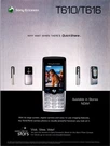 2003 Sony Ericsson Cell Phone T610/T616 Print Ad 2000S Y2K BA.07. Fixed Price $13.99.