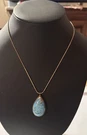 Southern Native Style Turquoise Teardrop Half Bezel Pendant 18 Chain. Fixed Price $95.00.