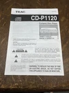 Teac CD-P1120 Player Owners Manual *original*. Fixed Price $15.00.