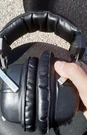 Vtg Mura SP-502 Adj Dynamic Stereo Head Phones Black Leather Cushion Ear Pads. Fixed Price $19.90.