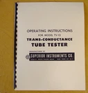 Manual For Superior TV-12 Tube Tester Checker TV12. Fixed Price $6.99.