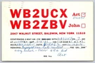 1969 Qsl WB2UCX WB2ZBV Baldwin Ny Amateur Ham Radio Postcard 5C Stamp A27. Fixed Price $10.46.